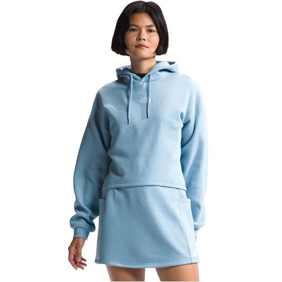 The North Face Sweatshirt Women Medium Steel Blue Evolution Hi Low Hoodie NWT - Picture 1 of 15